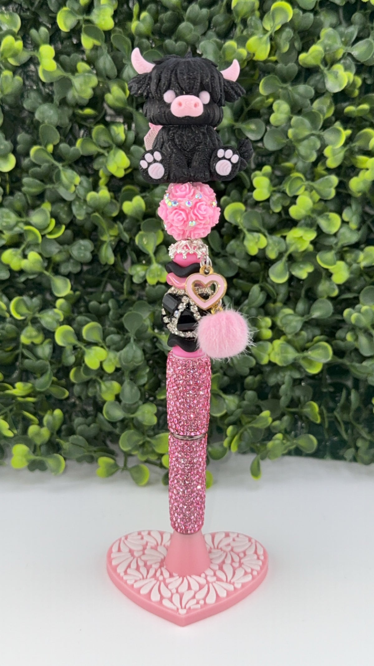 Black Highland Cow with charms