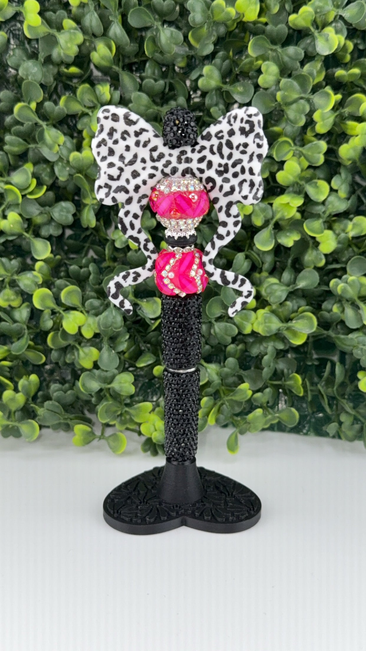 Hot Pink and Black Leopard Bow