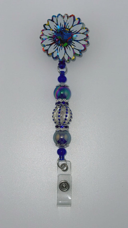 Flower blue Badge Reel