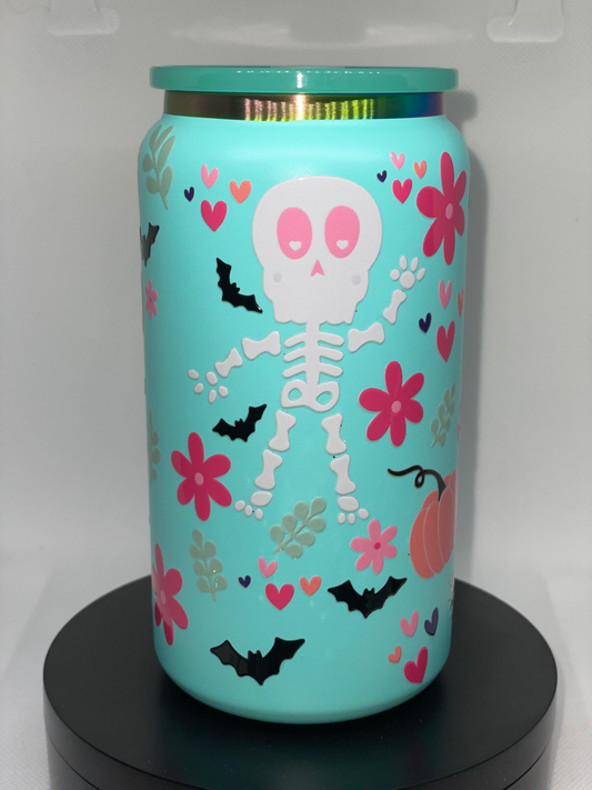 Teal Skeleton tumbler