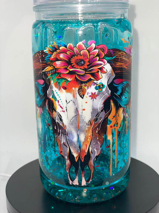 Floral Cow skull honey drip